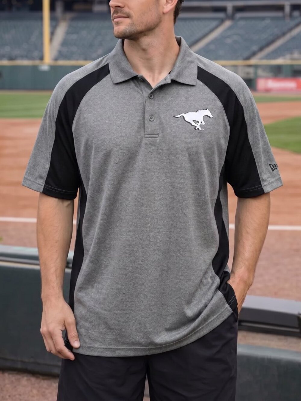 POLO MEN STAMPEDERS CFL  SHIRT (MEDIUM)